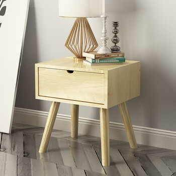 北欧实木床头柜简约定制床头时尚柜床头柜储物柜卧室床头柜 清漆色 整