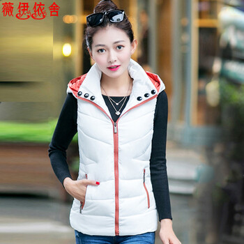 薇伊依舍2015秋冬新款羽绒服马甲韩版轻薄连帽马甲背心外套15603 白色 XXL