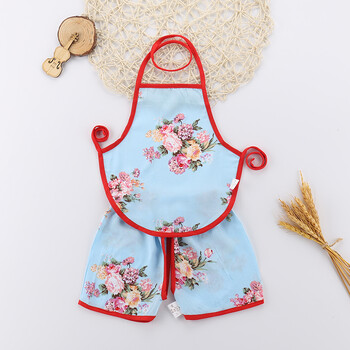 gly儿童肚兜婴儿肚兜夏季薄款纯棉绸 男女宝宝肚兜套装民族风0-1-2岁