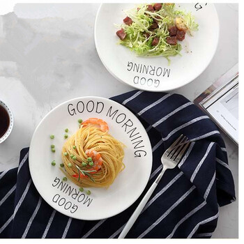 【北欧餐具风格】装菜盘子家用创意餐具套装盘子陶瓷碟子碗家用 英文