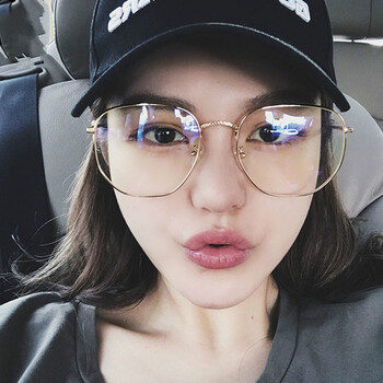 韩周扬青平光眼镜框架方形金属复古可配镜f13 金框(周扬青) 收藏送镜