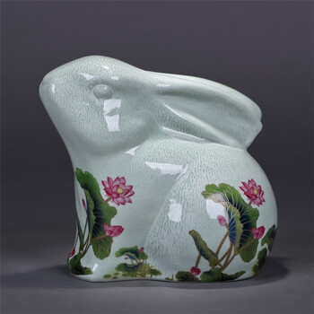 中国工艺美术大师 刘远长 瓷雕作品吉祥兔