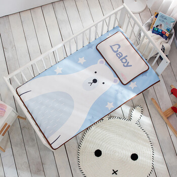 2018新款家纺床上用品凉席卡通儿童冰丝席 空调席子两件套 星星熊 65*