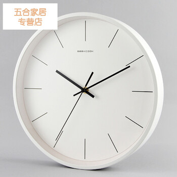 简约北欧ins石英挂钟静音创意石英表钟表客厅12寸简约小清新 简约一条