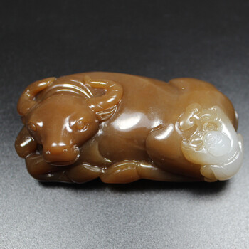 rosefree 和田玉俄料俄糖苏工玉雕十二生肖牛力争上游张寿宴同款玉