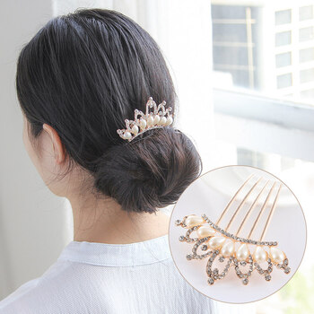 水钻盘发器头花发插发梳头饰插梳簪子发饰发夹发卡女发簪 05#五齿皇冠