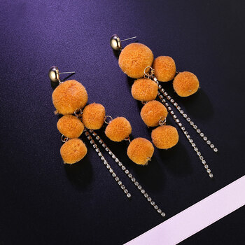 气质长款百搭毛毛球球耳坠耳钉简约个性潮人吊坠饰品q45 tms101 绒球