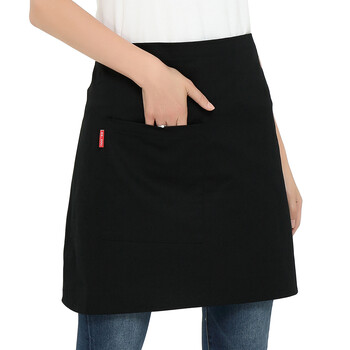 厨师围裙定制男士小围裙半身餐厅短款女半身围腰韩版时尚纯棉 黑色