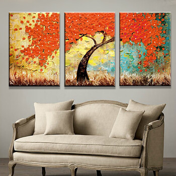 麦画mh纯手绘客厅油画无框画装饰画欧式抽象挂画背景墙壁画三联画立体