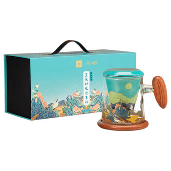 平仄故宫文创陶瓷杯茶水分离杯水杯珐琅御花园礼盒送长辈带杯垫440ml 