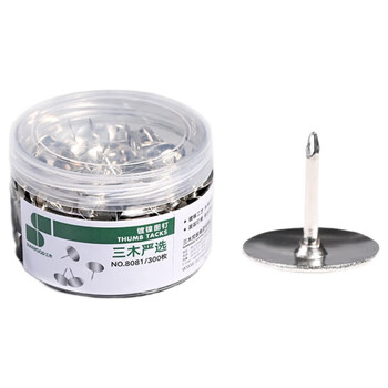 三木（SUNWOOD）文具镀镍图钉 软木板按钉 办公用品工字钉 照片钉 300枚/筒 8081