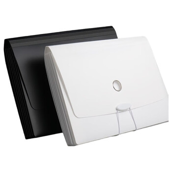 三木（SUNWOOD）学生必备6格扣绳设计简约风琴包文件包 加厚/可挂/抽拉式A4事务包学生试卷包 黑色 MC331