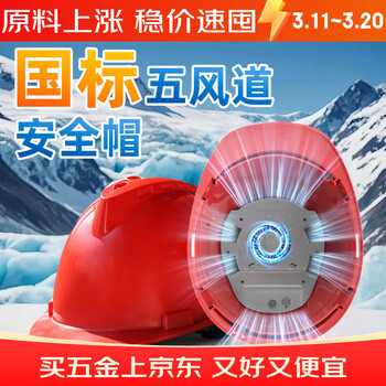 诺瑞斯安 新国标内置风扇安全帽 制冷夏季防晒降温 ABS带风扇智能头盔 工地建筑 可充电V型5风道可定制-红色