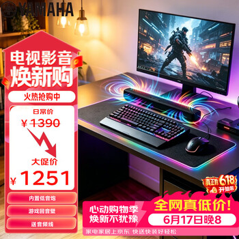 雅马哈（Yamaha）回音壁音响SR-C20A 蓝牙电脑音响条形音箱客厅影音电视虚拟5.1声道环绕游戏音箱黑色