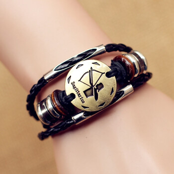 男女日韩版手链学生情侣闺蜜编织手环时尚创意个性首饰 黑色射手座