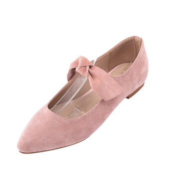 grace gift玛丽珍鞋女甜美蝴蝶结单鞋浅口复古风尖头平底鞋女鞋 粉色
