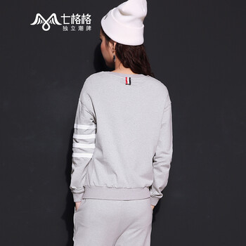格格运动卫衣 新品 印花休闲圆领卫衣 女 灰色 S码-休闲版