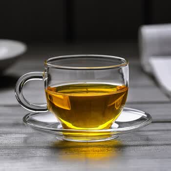 美斯尼玻璃杯子茶杯品茗杯功夫茶杯加厚耐热90毫升六只装 六只加杯碟