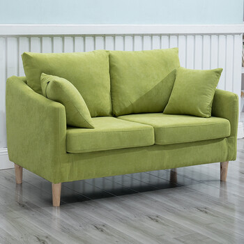 简易两人三人位小户型布艺沙发出租房经济型卧室阳台客厅整装 草绿色