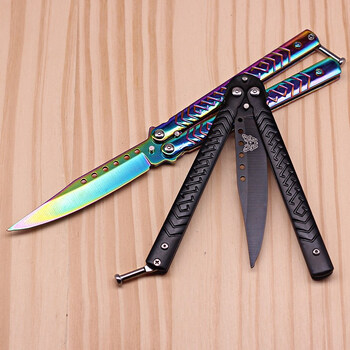 多功能蝴蝶折叠刀 初学者全钢 随身耍刀 未开刃美国军刀 黑色款不开韧