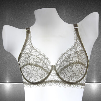 大码超薄款小胸聚拢蕾丝内衣透明性感无海绵透气女文胸 透明款白色