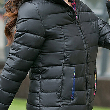 百利依人2015秋冬季新款修身印花两面穿短外套女6602 黑色 XL