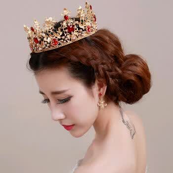 英顿新娘皇冠头饰金色发饰婚纱礼服配饰婚礼晚会结婚饰品巴洛克王冠