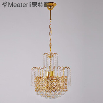 蒙特丽 金黄色水晶吊灯79088 豪华餐厅灯客厅灯卧室灯具(B) 小号42cm