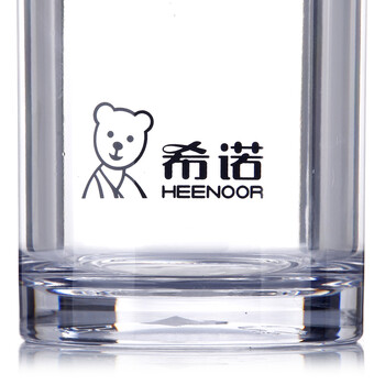 希诺530ml隔热PC杯提手 食用级密封杯 塑料杯 茶杯（有茶隔）XN-8076浅灰