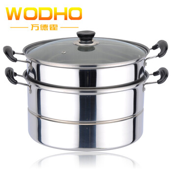 
                                        盎睐玛特 万德霍厨房用具可视加厚不锈钢两层双层蒸锅汤锅蒸笼两用多用电磁炉通用Y282                