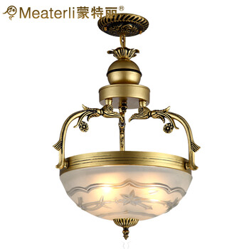 蒙特丽 餐厅卧室书房过道吊灯 99075 欧式锌/铝合金青古铜色灯饰 (B) 直径350mm*高660mm 带省电王LED光源
