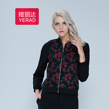 娅丽达女装2015秋冬复古印花拼接外套休闲百搭开衫长袖外套q7506 深