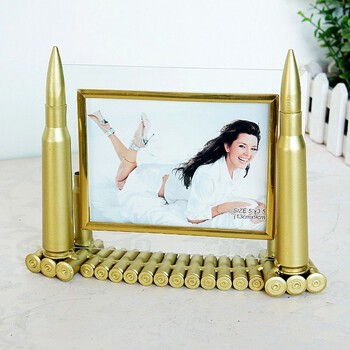 耀莎 子弹壳工艺品子弹壳5寸相框创意家居客厅书房办公室装饰摆件部队