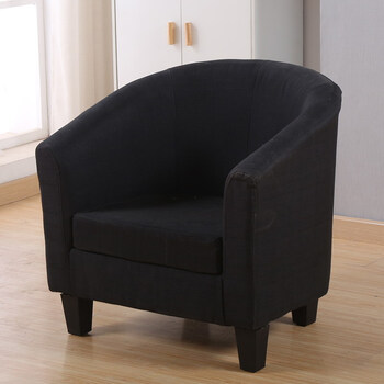 星奇堡单人沙发布艺懒人沙发椅小户型实木皮沙发创意咖啡厅沙发黑色