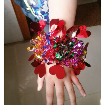 六一舞蹈手花道具 幼儿园爱心手腕花手拿花环 儿童节表演亮片头饰