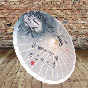 油纸伞国画水墨竹子清影摇风装饰灯伞模特走秀伞防雨雨伞 直径50厘米