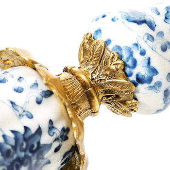 
                                        蒂高美居（DECO） 复古青花陶瓷五头蜡烛台欧式客厅奢华烛台摆件 83-463                