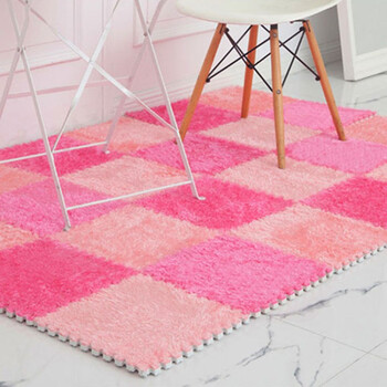 铺地板泡沫垫拼接绒面地垫儿童卧室拼图地毯床边榻榻米可爱爬行垫 玫