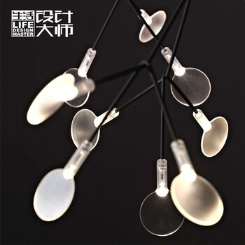 生活设计大师现代创意LED萤火虫树枝吊灯艺术个性客厅餐厅圆形设计灯具 2100圆形款