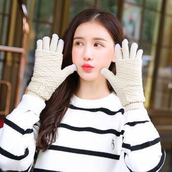 电动车春秋翻盖同款跑步冬款手套女冬口罩保暖套装触碰仿兔毛锻炼