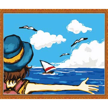 创意油画diy 手绘画客厅风景卡通儿童装饰画30*40 龙猫 拥抱自由 40*