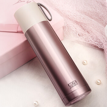 旭光304不锈钢保温女男士茶杯水杯喝茶真空杯手提杯外出便携杯子 粉红