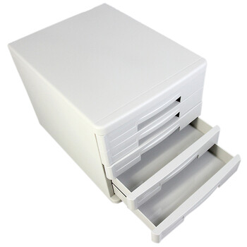 得力（deli）5层办公桌书桌桌面收纳盒文件柜收纳柜抽屉式 A4拉手资料 带索引标签学科试卷分类收纳 灰色9773