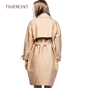 Time RoaD/汤米诺英伦风经典翻领系腰带茧型风衣外套T18311081243 桔红 S/155