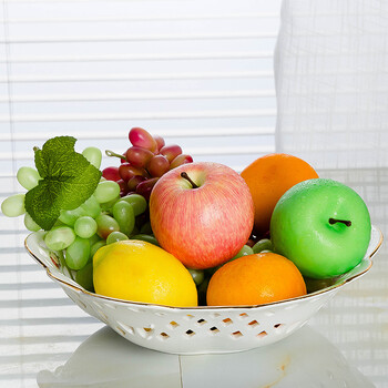 景德镇现代简约平底款装水果盘欧式家用大号客厅放茶几陶瓷水果盆 粉