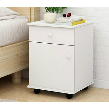 简易床头柜简约现代储物柜文件柜床头收纳柜床边小柜子 一门一抽暖白