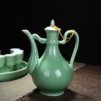 青瓷陶瓷酒壶酒杯白酒酒具家用酒壶礼品sn0711 01款:祥云梅子青酒壶