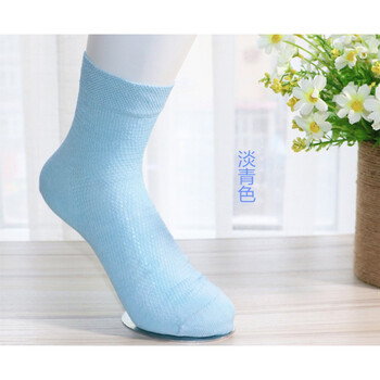 袜子超薄款男袜女士袜网眼镂空薄款亚麻袜商务防臭镂空 女款淡青色6双