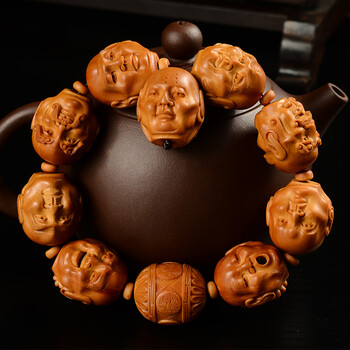 橄榄核手串 手工精雕双面十八罗汉 苏工大师 马胜华刻