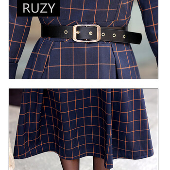 RUZY秋装复古格子长裙连衣裙 图片色 XL